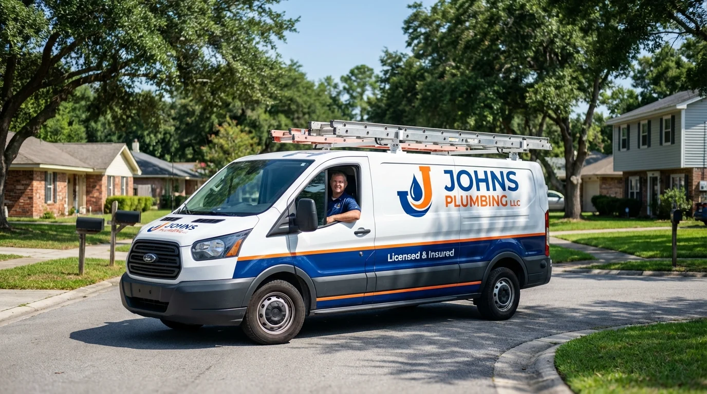 Johns Plumbing LLC service van in Knox, PA