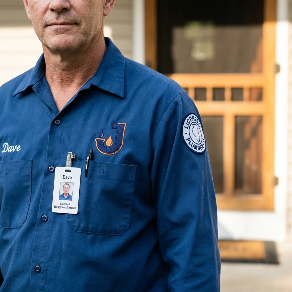 Licensed plumber showing ID badge in Knox, PA