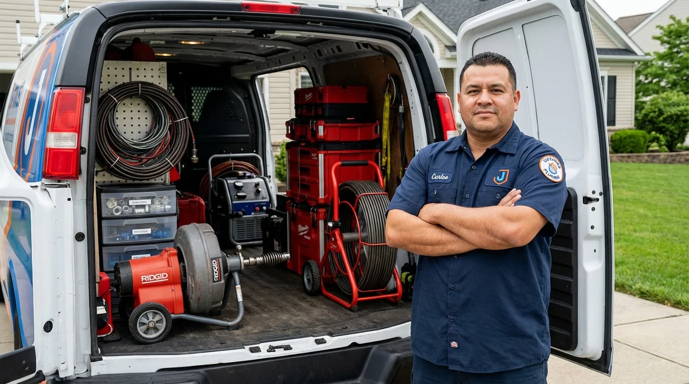 Professional drain cleaning equipment and Johns Plumbing LLC plumber in Knox