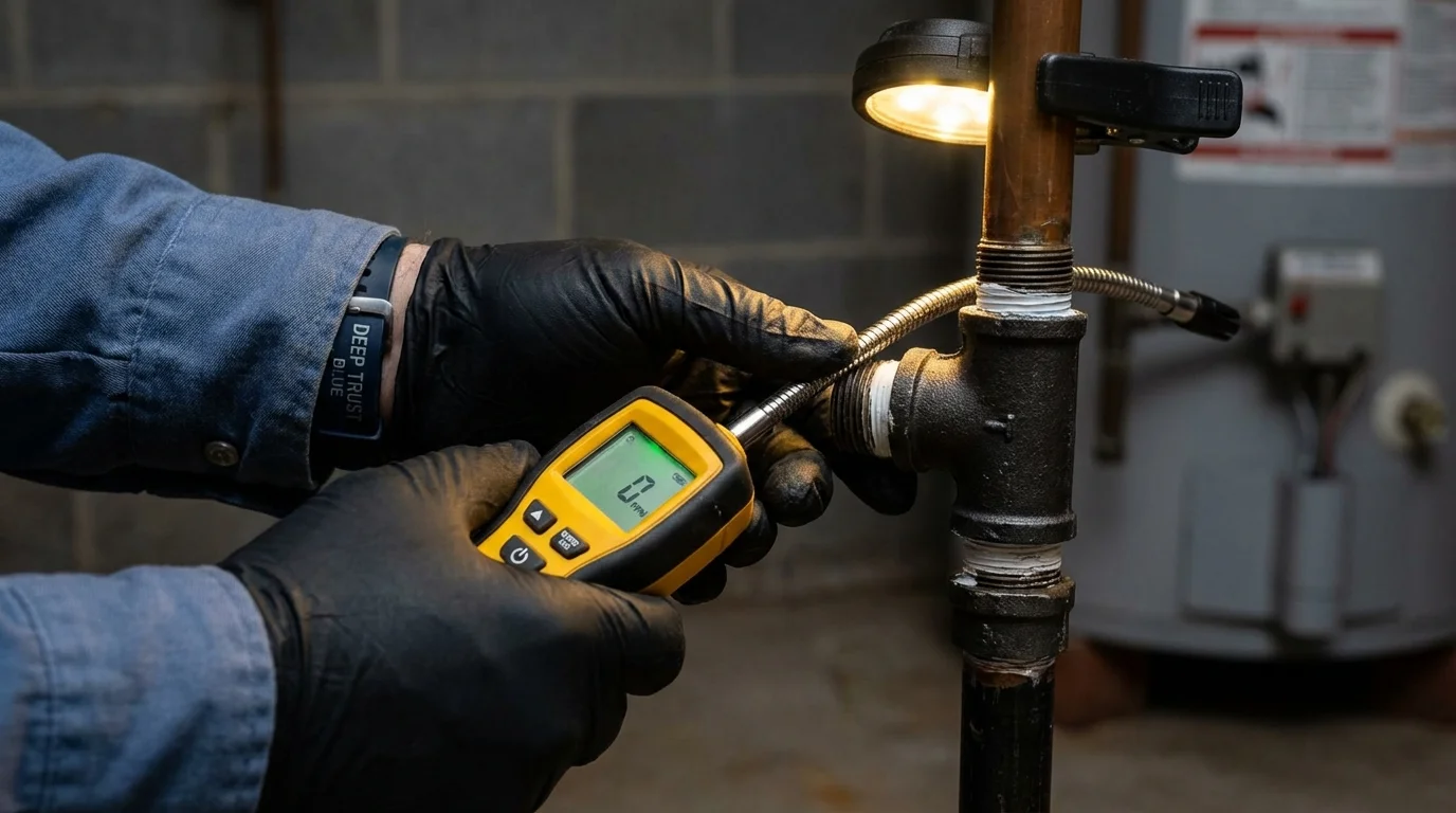 Gas leak detection with electronic sniffer by Johns Plumbing LLC in Knox