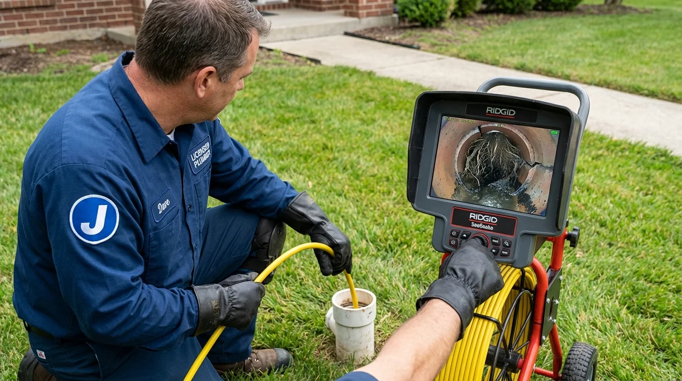 Sewer camera inspection being performed by Johns Plumbing LLC in Knox
