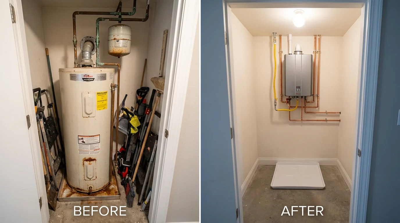 Tank water heater versus wall-mounted tankless unit comparison for Knox, PA homeowners